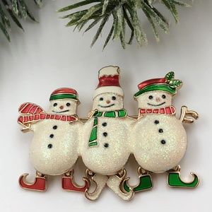 Cute 3 Man Snowmen Brooch